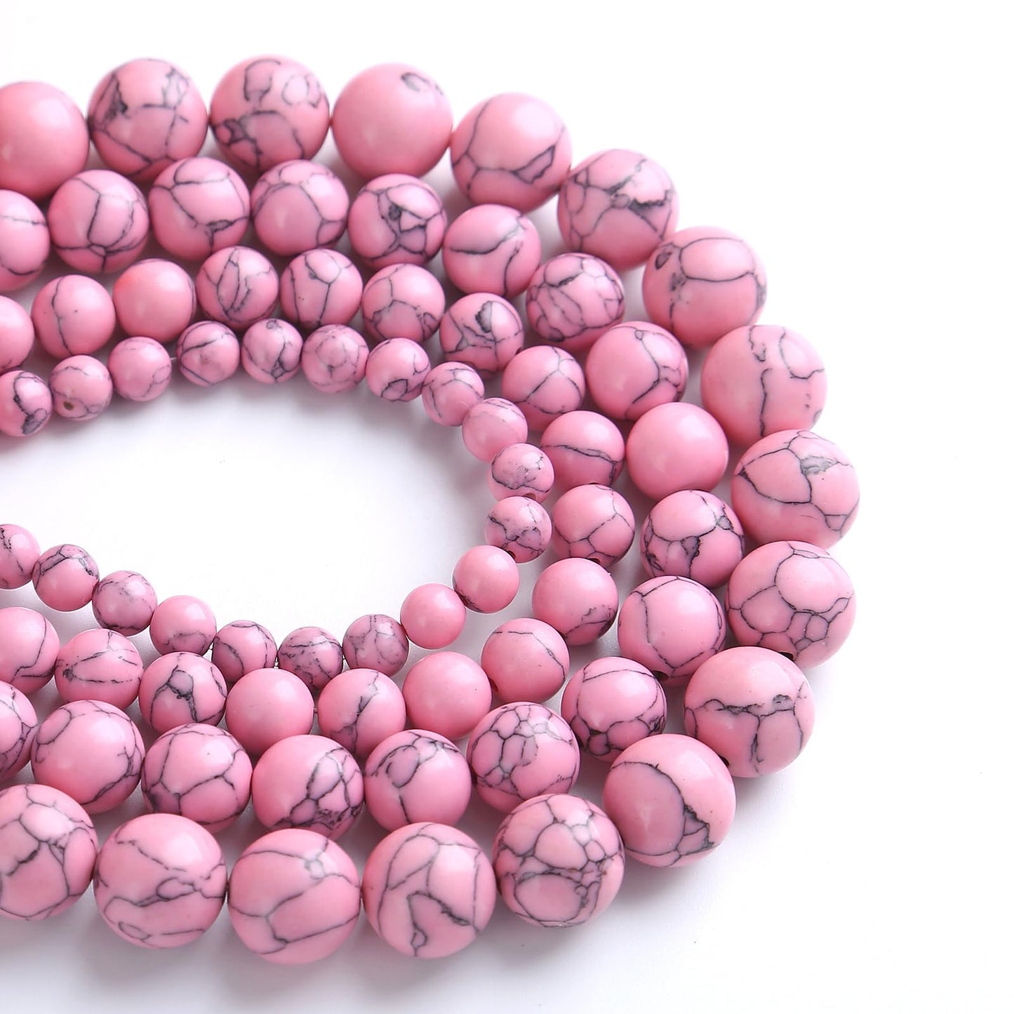 120PCS 6MM Pink Turquoise Spacer 2 Strands Loose Beads for Jewelry Making DIY Bracelet Necklace