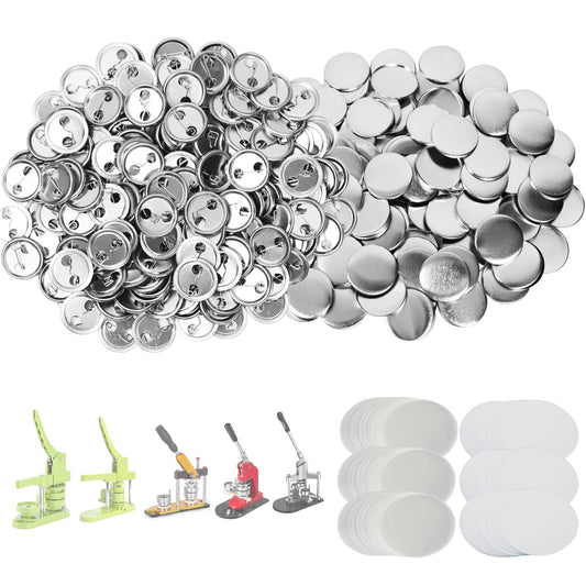 Mostme 300 Sets 1 inch Button Maker Supplies, 25mm Button Supplies Parts Badge Part, Buttons Making Supplies, Includes Metal Pin Back Cover, Metal Shells, Blank Paper&Clear Film