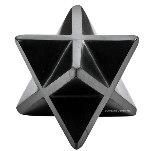 Amazing Gemstone Shungite Merkaba Crystal - 1.5 Inches Metaphysical Merkaba Star for Meditation - Energetic Tetrahedron Crystal and Healing Stones and Healing (35-40mm)