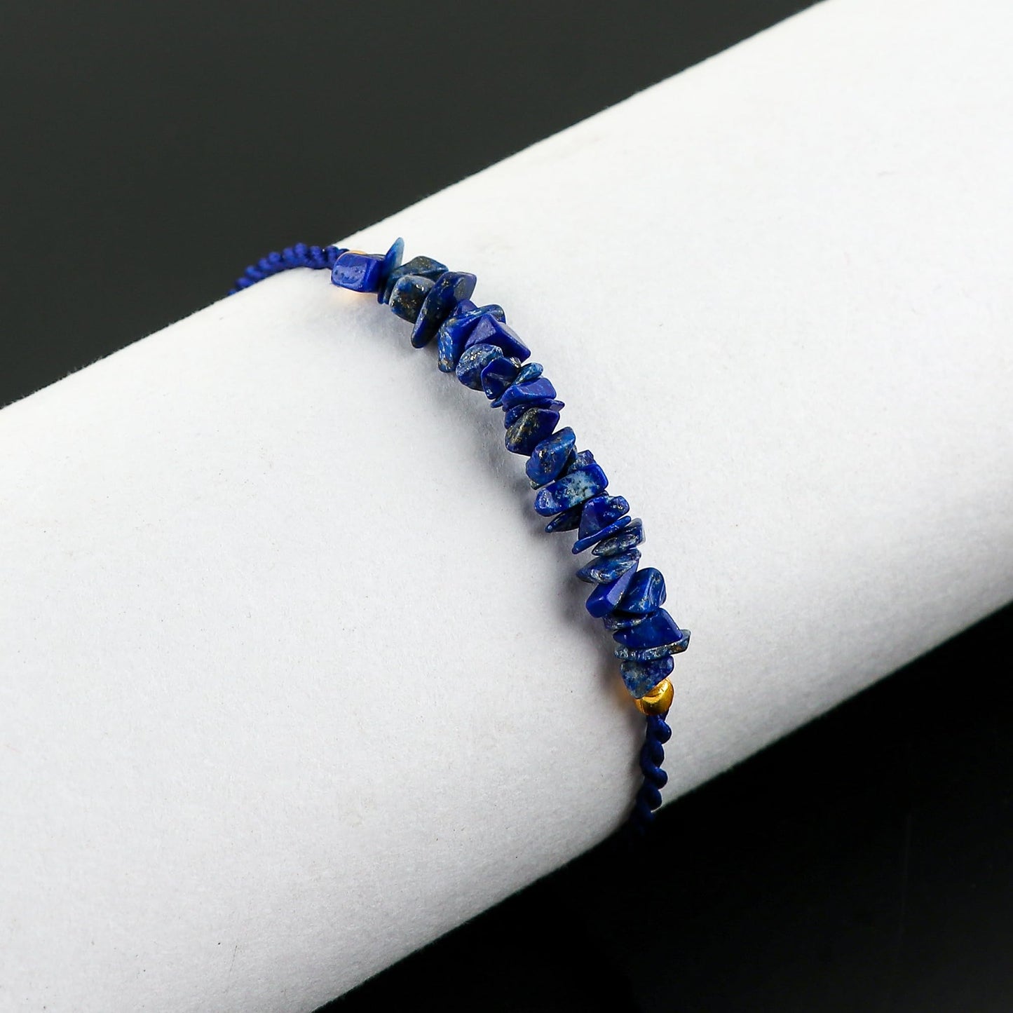 TGH Natural Lapis Lazuli Chips Braided Bracelet Healing Birthday Resizable Hand Braid Rope Thread Protection Bracelet for Men Women Gemstone Jewelry 7 inch Christmas Gift (Lapis Lazuli)