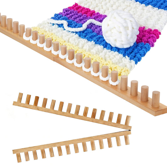 Sienson 60" Chunky Knitting Loom for Blanket Making – Foldable Wood Frame, Portable DIY Hand Knitting Kit for Beginners, Reusable Blanket Loom for Bulky Yarn Crafts & Gifts
