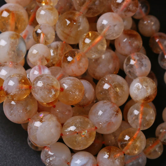 12MM 32PCS Natural Stone Citrine A Grade Quartz Crystal Loose Beads for Jewelry Making DIY Bracelet Necklace 1 Strand 15’’