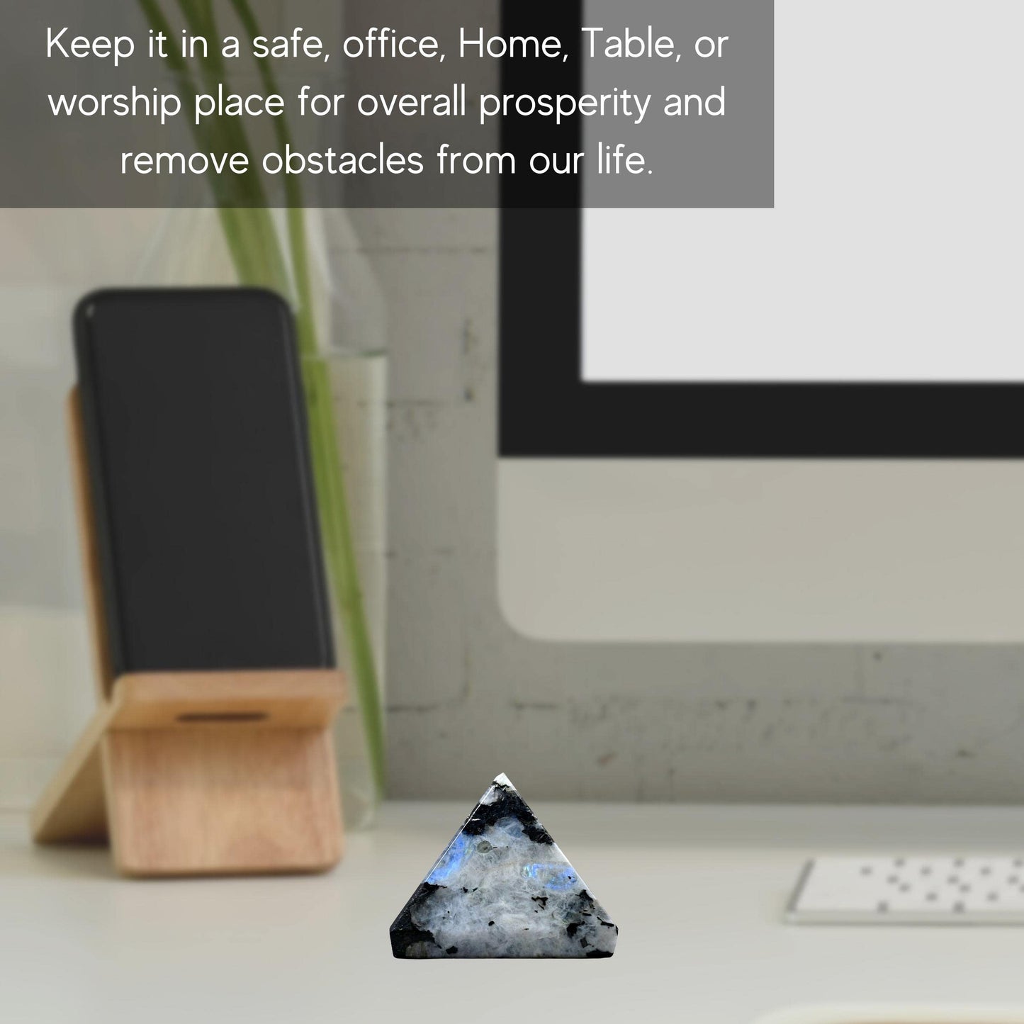 Amazing Gemstone Rainbow Moonstone Pyramid Crystal Healing Stones - 1" Great Pyramid Figurine of Natural Stone Pyramid for Meditation, Reiki, Chakra Balancing and Crystal Pyramids Grid