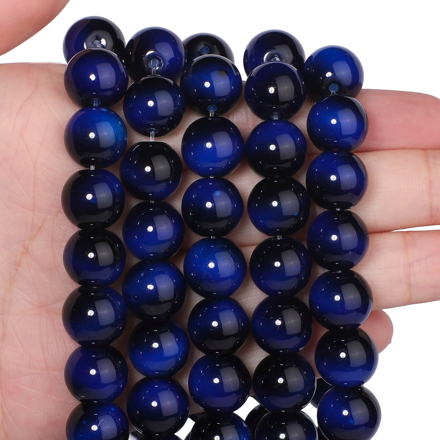 Song Xi 28PCS 12mm Royal Blue Tiger Eye Gemstone Beads for Jewelry Making, Round Smooth Glass Beads for DIY Bracelet Necklace Earring Keychain, Arts and Crafts, for Christmas Wedding Birthday