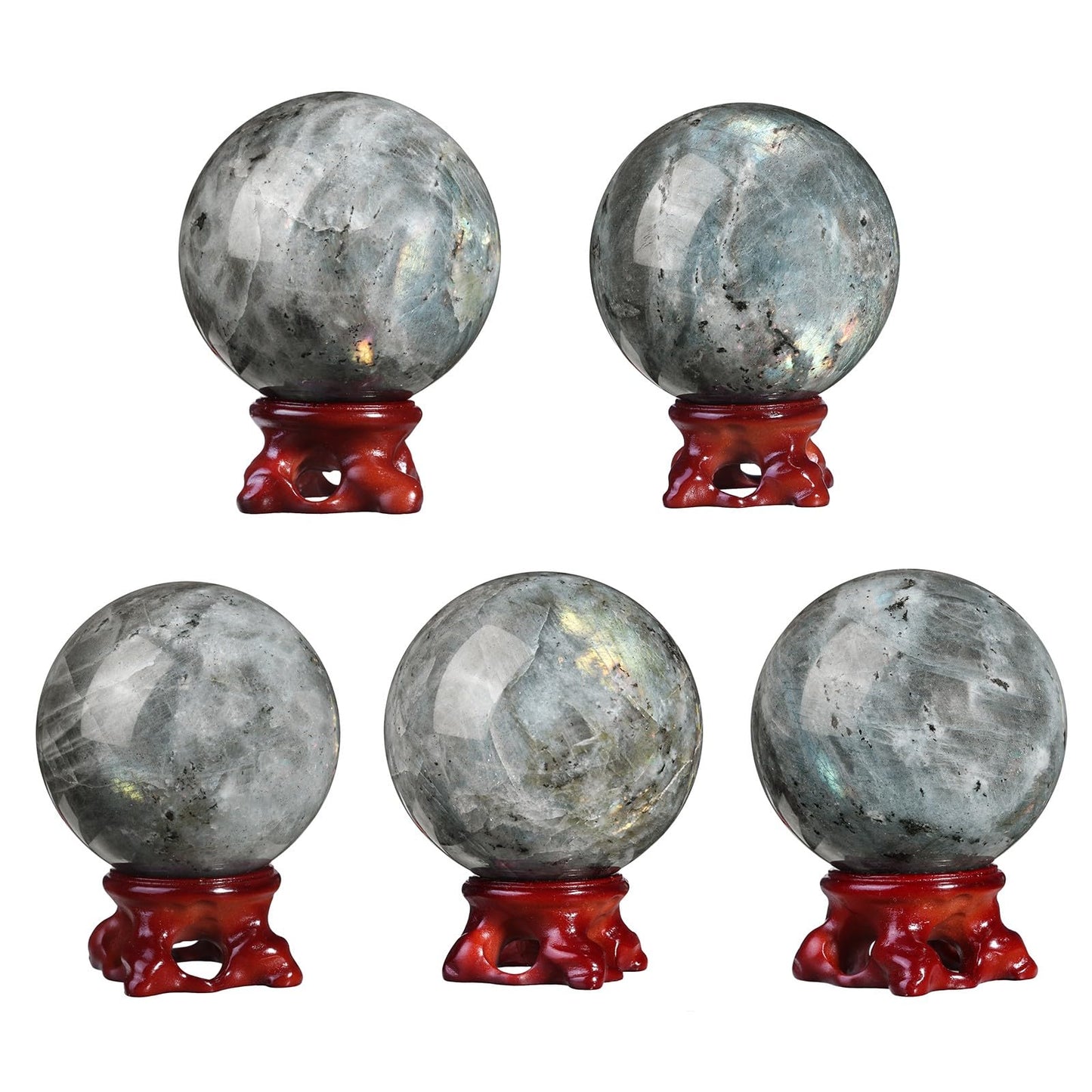 Nupuyai Natural Moonstone Crystal Ball with Resin Stand, Healing Crystal Sphere for Home Decor 2.4"-2.76"(61mm-70mm)