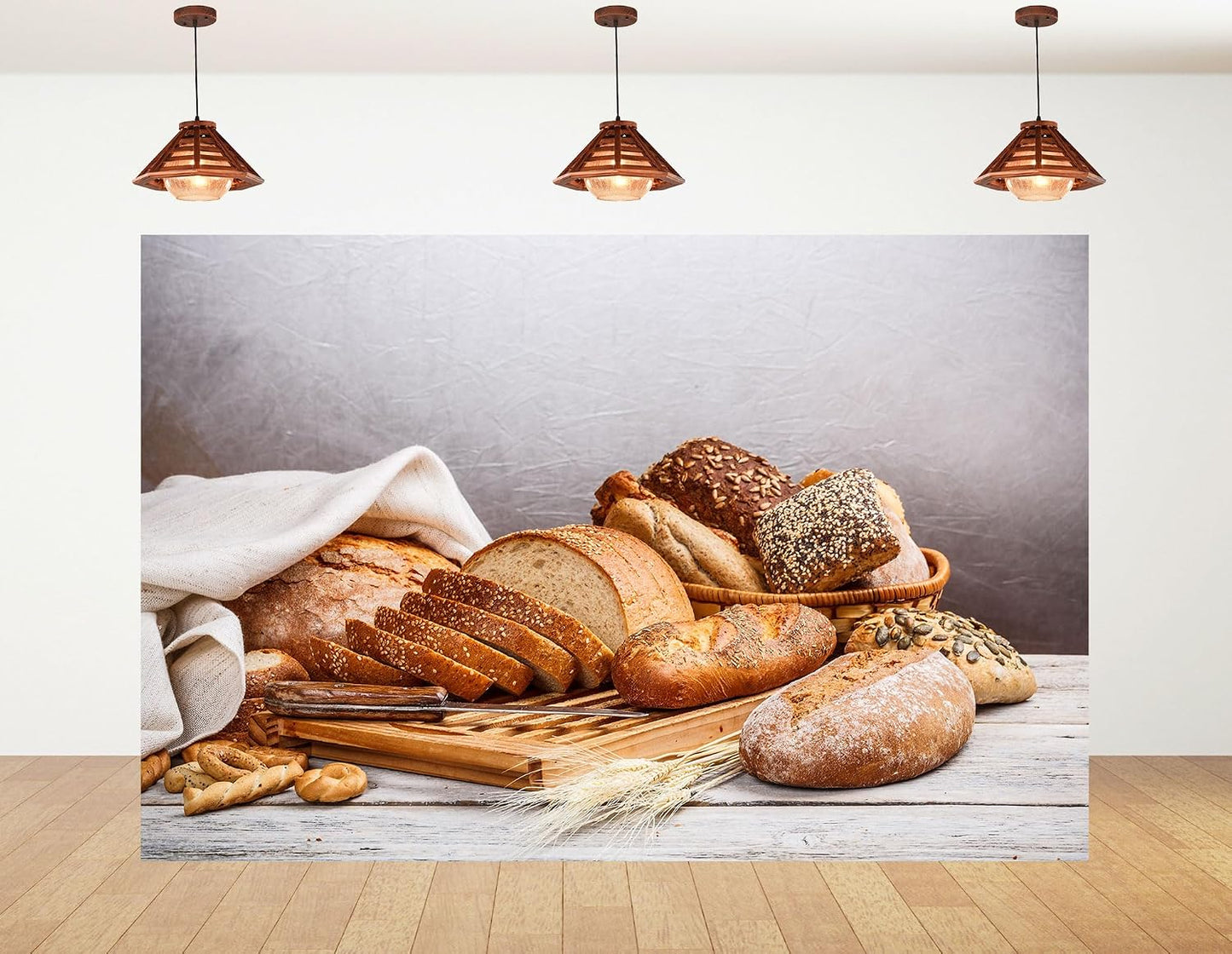 KeyWork 5x4ft Artisan Bread Assortment Backdrop Fresh Bakery Photography Background for Party Food Themed Gathering