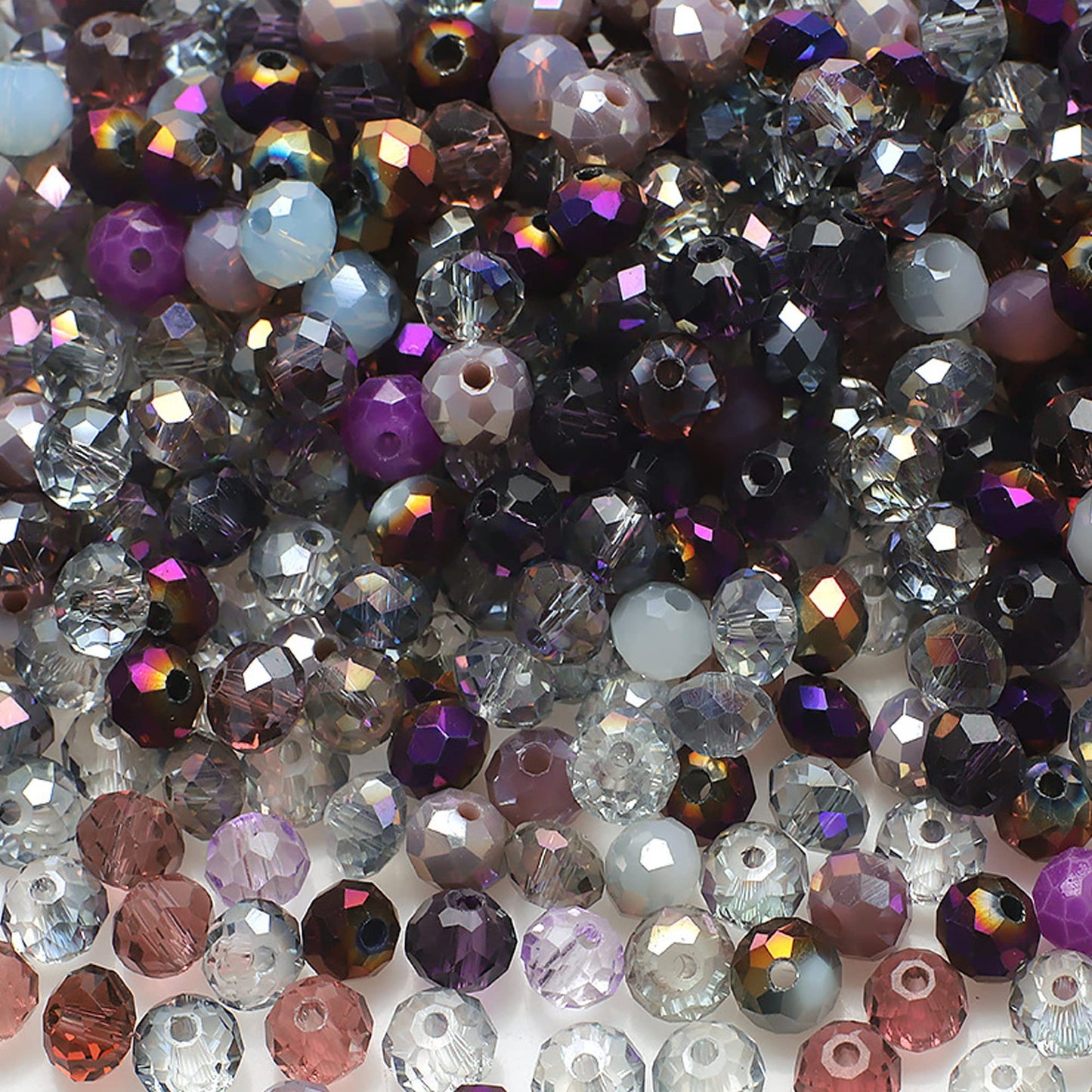 Niziky 100PCS Crystal Glass Beads for Jewelry Making, 8mm Multicolor Purple Faceted Rondelle Beads with Hole, Glass Crystal Briolette Spacer Bead for Jewelry Bracrlet Making Crafts Projects