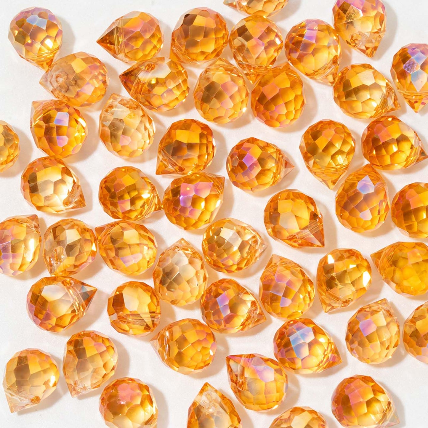 Crystal Beads, 50pcs Glass Beads, Assorted Crystal Beads for Jewelry Making, Shiny Teardrop Shape Jewelry Beads Glass Beads Bulk for DIY Craft Necklace Bracelet Earring(8x10mm, Champagne Gold)