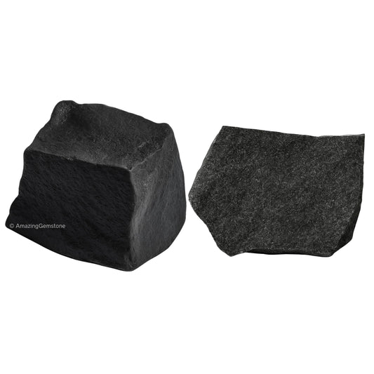 Amazing Gemstone Black Agate Raw Crystals and Healing Stones, Natural Rocks for Tumbling - DIY Raw Stones and Crystals, 2 Pieces