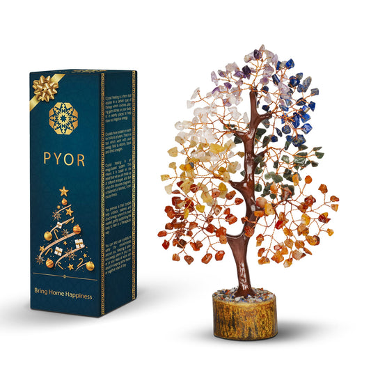 PYOR 7 Chakra Tree of Life - Gemstone Tree - Meditation Gifts - New Home Decor - Crystals - Spiritual Gifts for Women - Office Feng Shui Decor - Chakra Stone