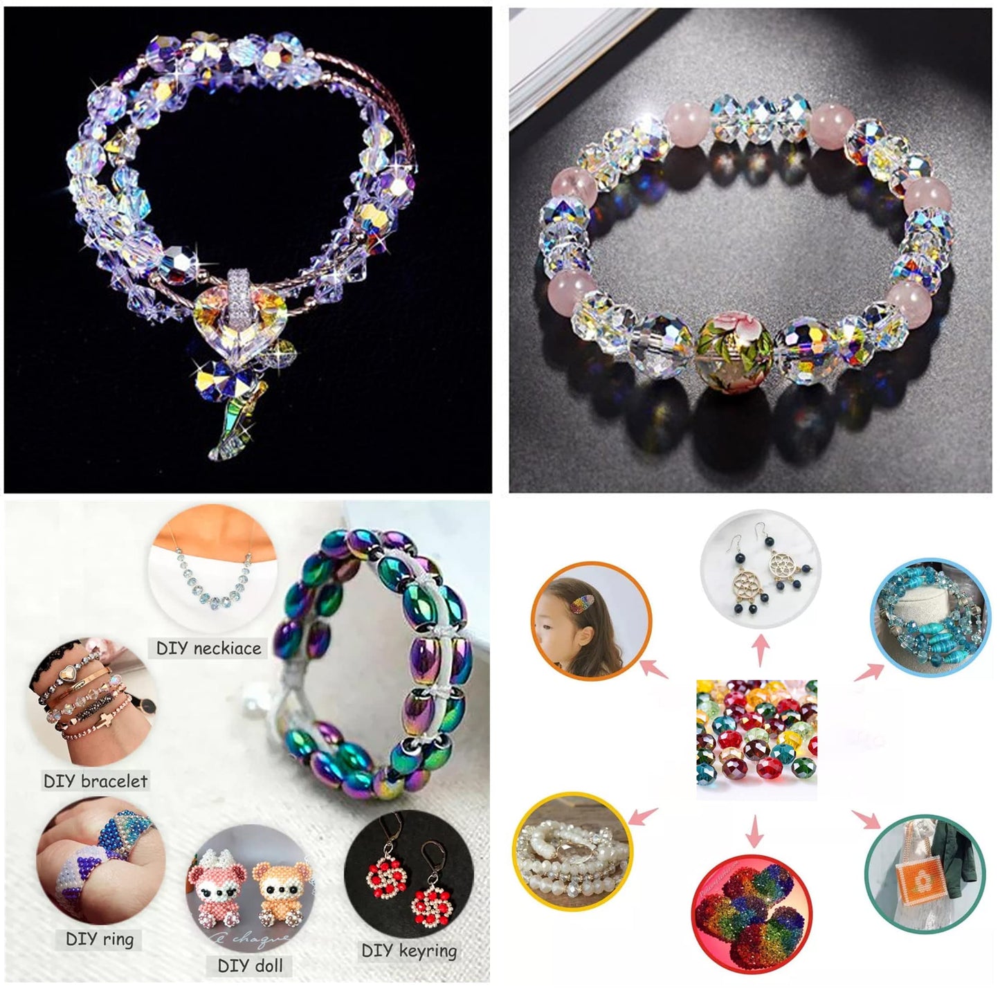 Niziky 200PCS Crystal Glass Beads for Jewelry Making, 6mm Multicolor Yellow Faceted Rondelle Glass Beads with Hole, Crystal Briolette Spacer Bead for Jewelry Bracrlet Making Crafts Projects