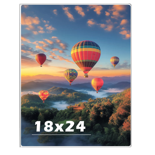 Wbtran 18x 24 inch Acrylic Picture Frame, Horizontal/Vertical Clear Photo Frame for Wall with Tape, No Drilling Floating Hanging Frameless Picture Frame, Wall Mount for Home, School, Office