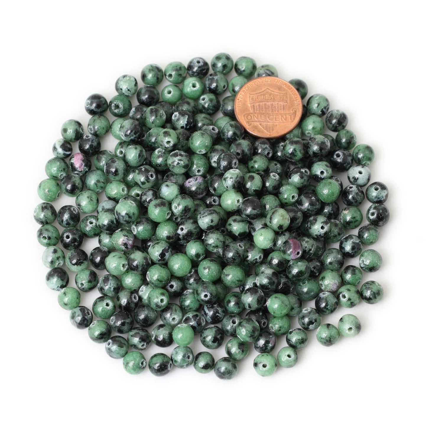 CHEAVIAN 60PCS 6mm Natural Ruby Zoisite Jasper Gemstone Round Loose Beads for Jewelry Making 1 Strand 15"