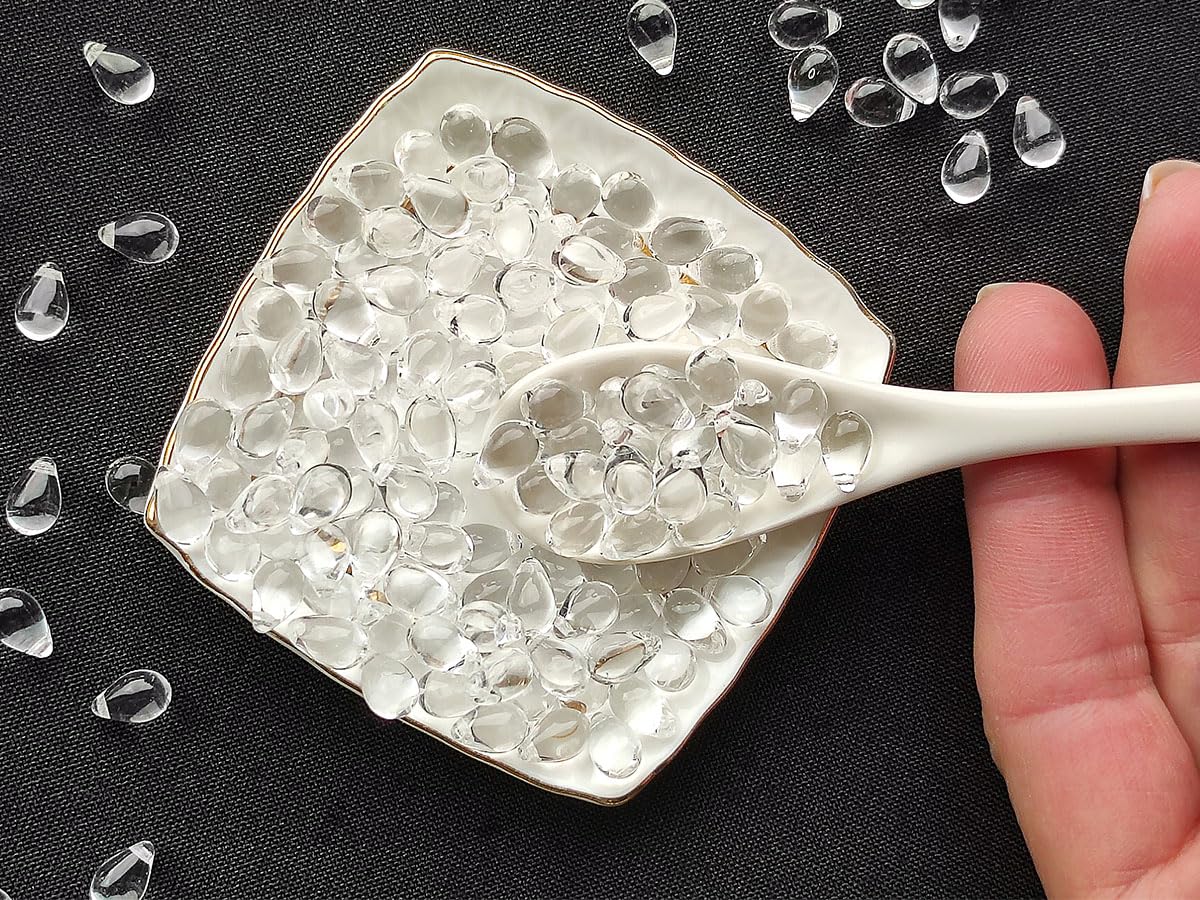 100 pcs Teardrop Shaped Beads 6x9 mm, Czech Glass, Crystal Clear