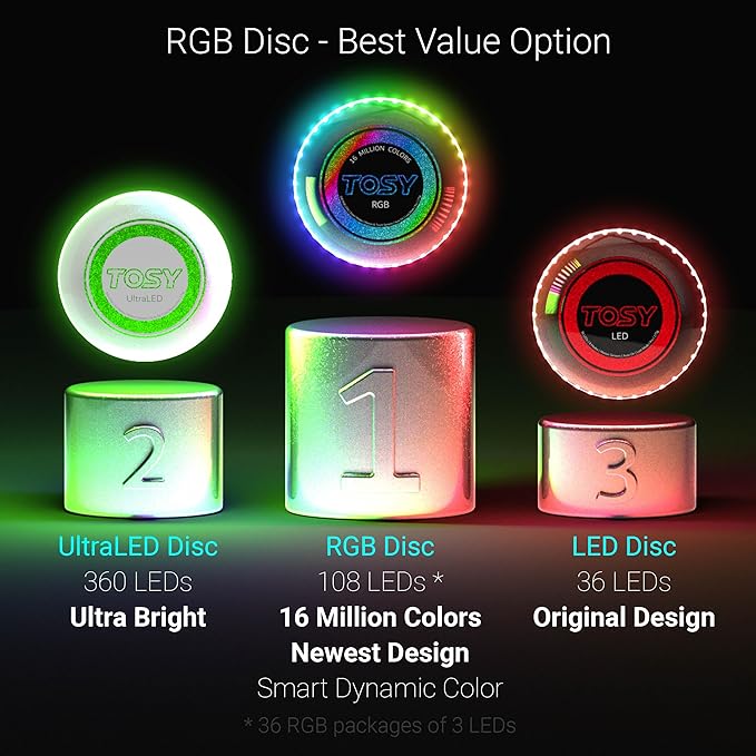 TOSY Bundle of 2 - Flying Disc 36 LEDs - Blue + Green