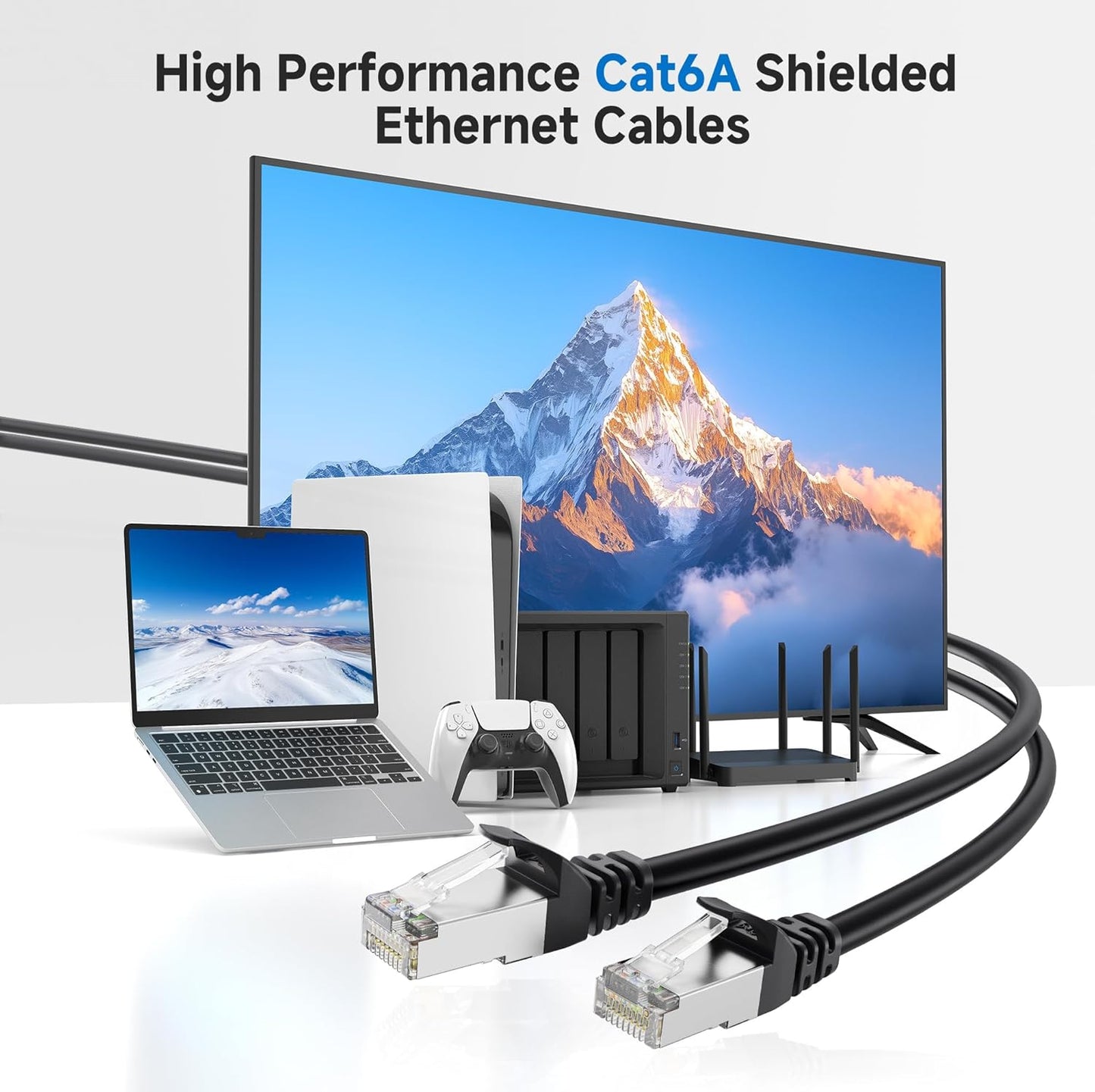 10Gbps 6A 50ft, 6A Cat6A Cable Matters Snagless Shielded Cat Ethernet Cable - Cat Cable, Cord, Ethernet Cord, Black