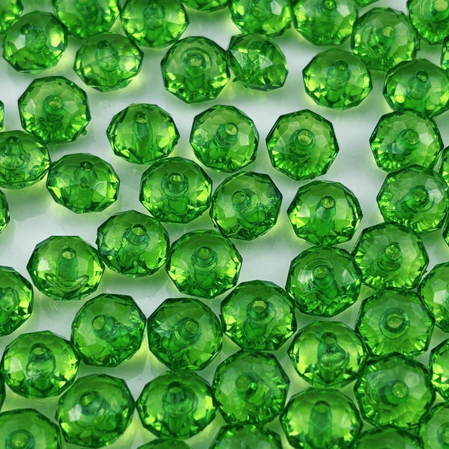 YHYPOCI 100pcs 12mm Acrylic Crystal Beads, Faceted Rondelle Acrylic Spacer Beads for Wind Chimes Bracelet Necklace Earring Keychain Jewelry Making DIY Crafts(Green)