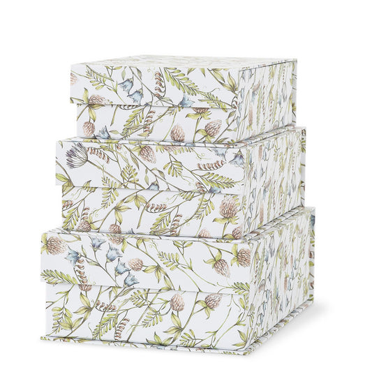 Soul & Lane Decorative Cardboard Storage Boxes, Set of 3 Floral Pattern Keepsake Boxes with Magnetic Closure, Nesting Memory Storage for Organizing and Home Décor, Wild Garden