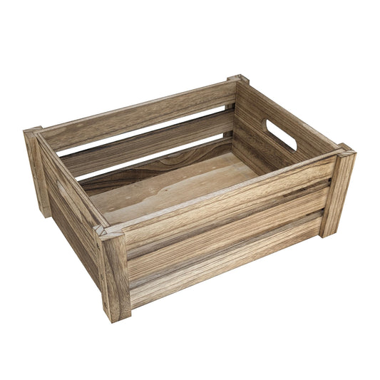ARTAWEIN Rustic Wooden Crate with Handles – Solid Paulownia Wood Nesting Storage Box for Display Risers, Vendor Events & Vintage Farmhouse Decor