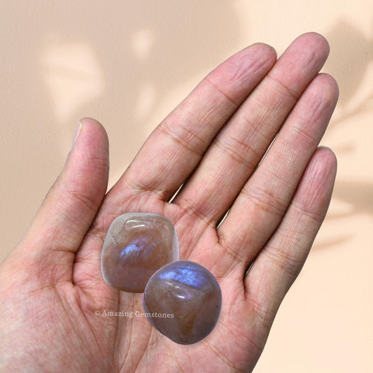 Amazing Gemstone Sun Moonstone Crystals and Healing Stones Tumbled - 1 Oz Sun Moonstone Stone, Natural Healing Stones for Energy Balance, Stress Relief - Polished Gems Rocks