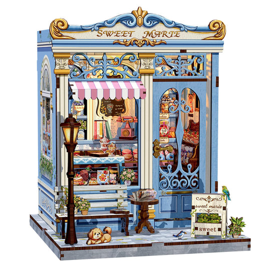 CUTEBEE Book Nook Kit - DIY Miniature House Bakery Patisserie Dollhouse Kit for Adults, Booknook Tiny House Bookshelf Decor 3D Wooden Puzzle, Gifts for Family, Friends (Sweet Marie)