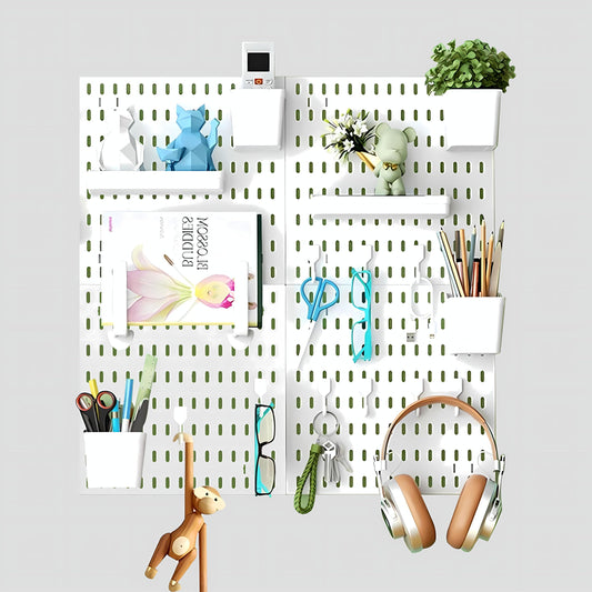 Hellpnoom Pegboard Combination Kit, Modular White Pegboard Wall Organizer with 4 Pegboards & Accessories Hanging for Gaming Office Wall Storage Organizer, Crafts Displays