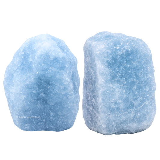 Amazing Gemstone Blue Calcite Crystal for Sleep Raw Crystals and Healing Stones, Natural Rocks for Tumbling - DIY Raw Stones and Crystals, 2 Pieces