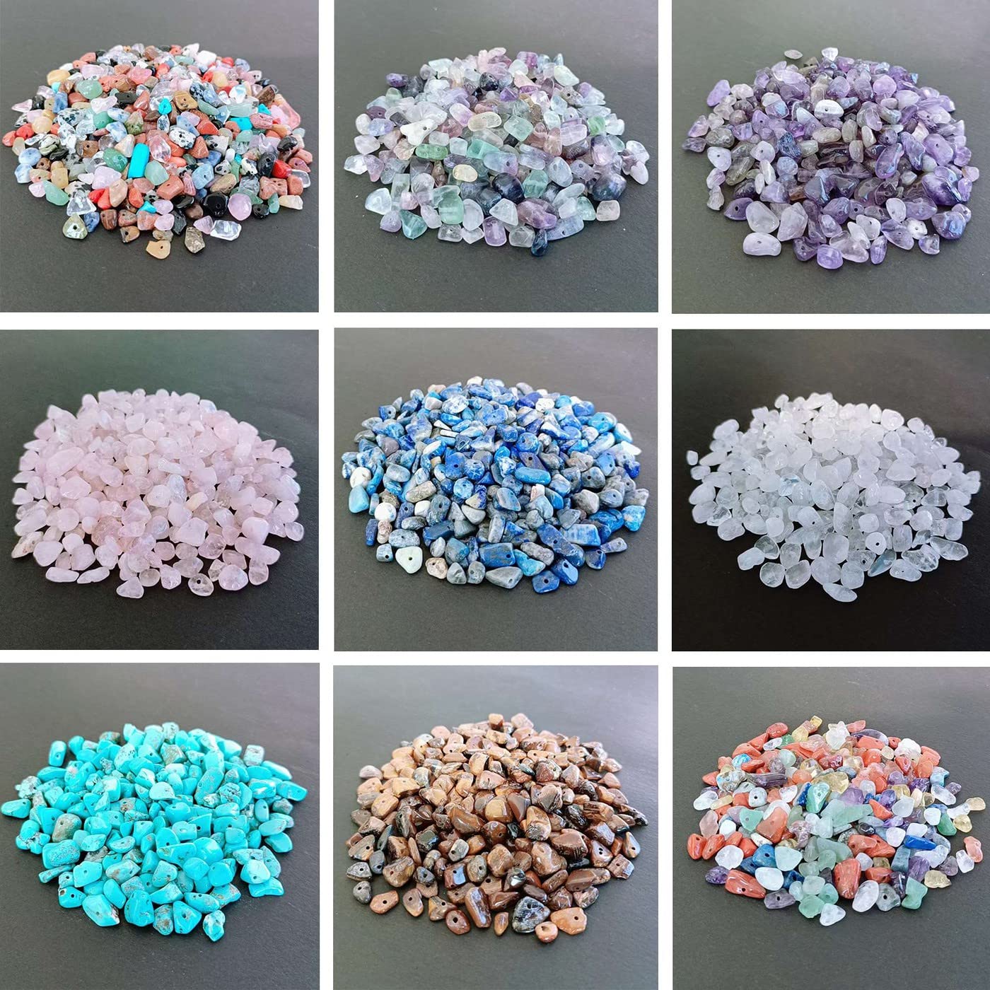 LAIDANLA Blue Turquoise 400pcs Natural Chip Stone Beads 5-8mm Healing Crystal Irregular Gemstones Drilled DIY Loose Rocks Bead Crystal for Bracelet Earrings Necklace Jewelry Making Crafting