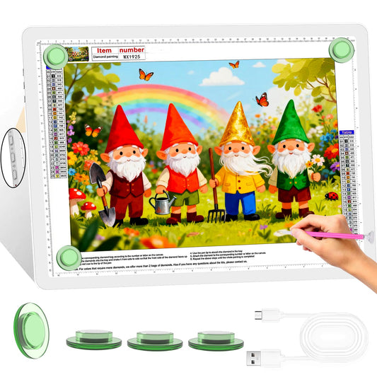 KOBAIBAN A3 Magnetic Light Box for Tracing, Rechargeable Diamond Art Light Board with Side Physical Buttons, 3 Color Light Modes Super Bright Light Pad for Diamond Painting, Weeding Vinyl (White)