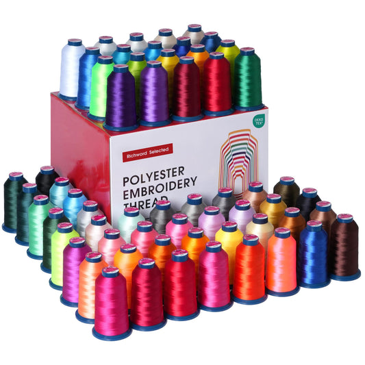 Poolin Embroidery Machine Thread Richword Selected 60 Colors 40WT (108D/2) Polyester Thread Kit Each Cone 4000M (4374Y)