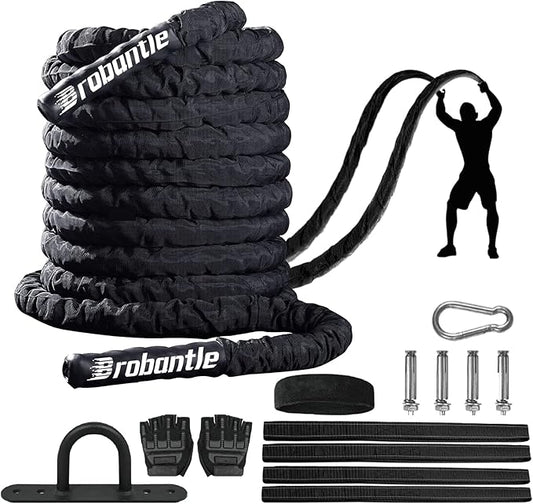 Battle Rope 1/1.26/1.5/2 Inch Diameter,Pink 30FT/40FT/50FT Exercise Workout Ropes for Home Gym Heavy Weighted Training Rope for Working Out