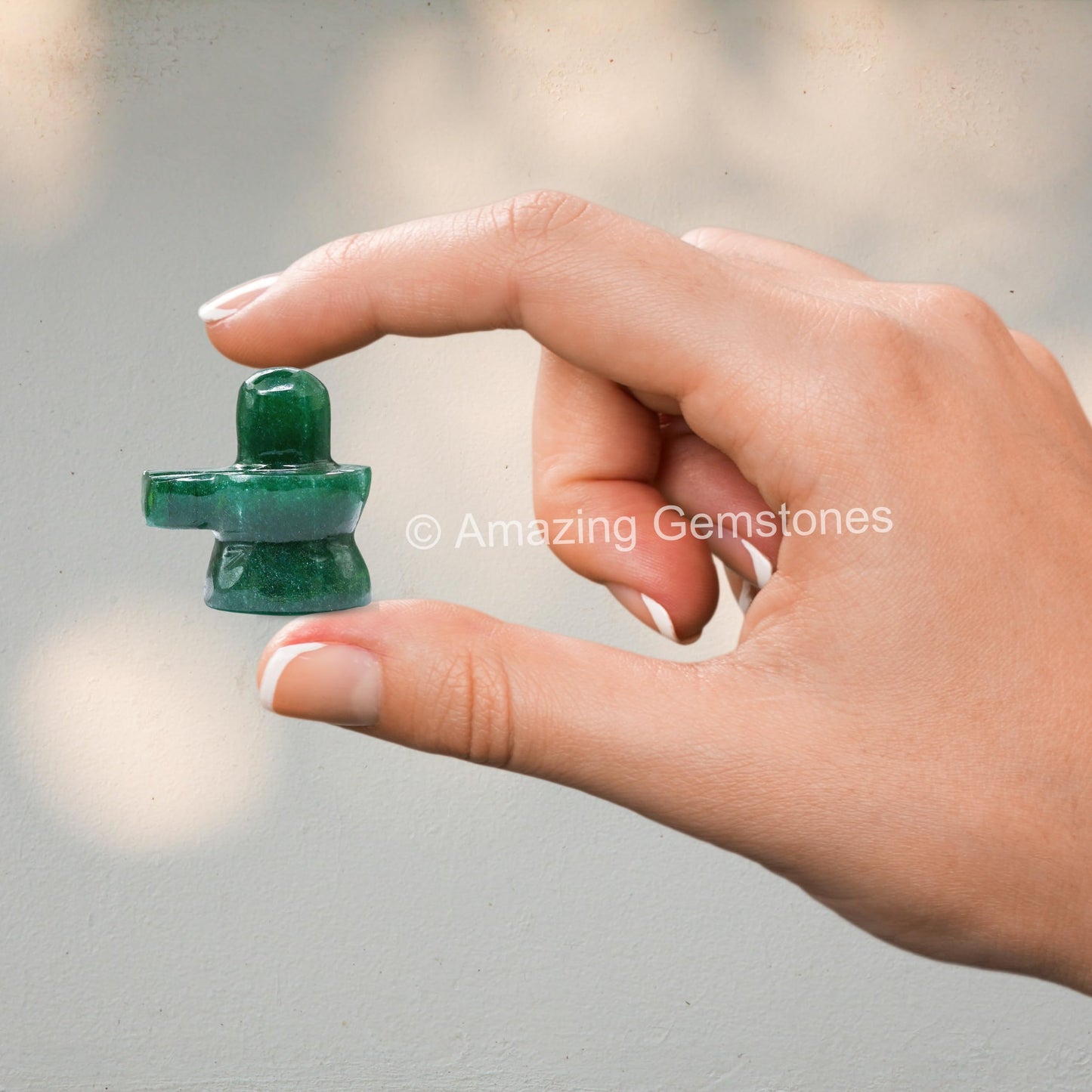 Amazing Gemstone Shiva Lingam Stone Green Aventurine Crystal - Shivling for Pooja, Home Office Room Decor made of Healing Crystals and Healing Stones - Adiyogi Shiva Lingams