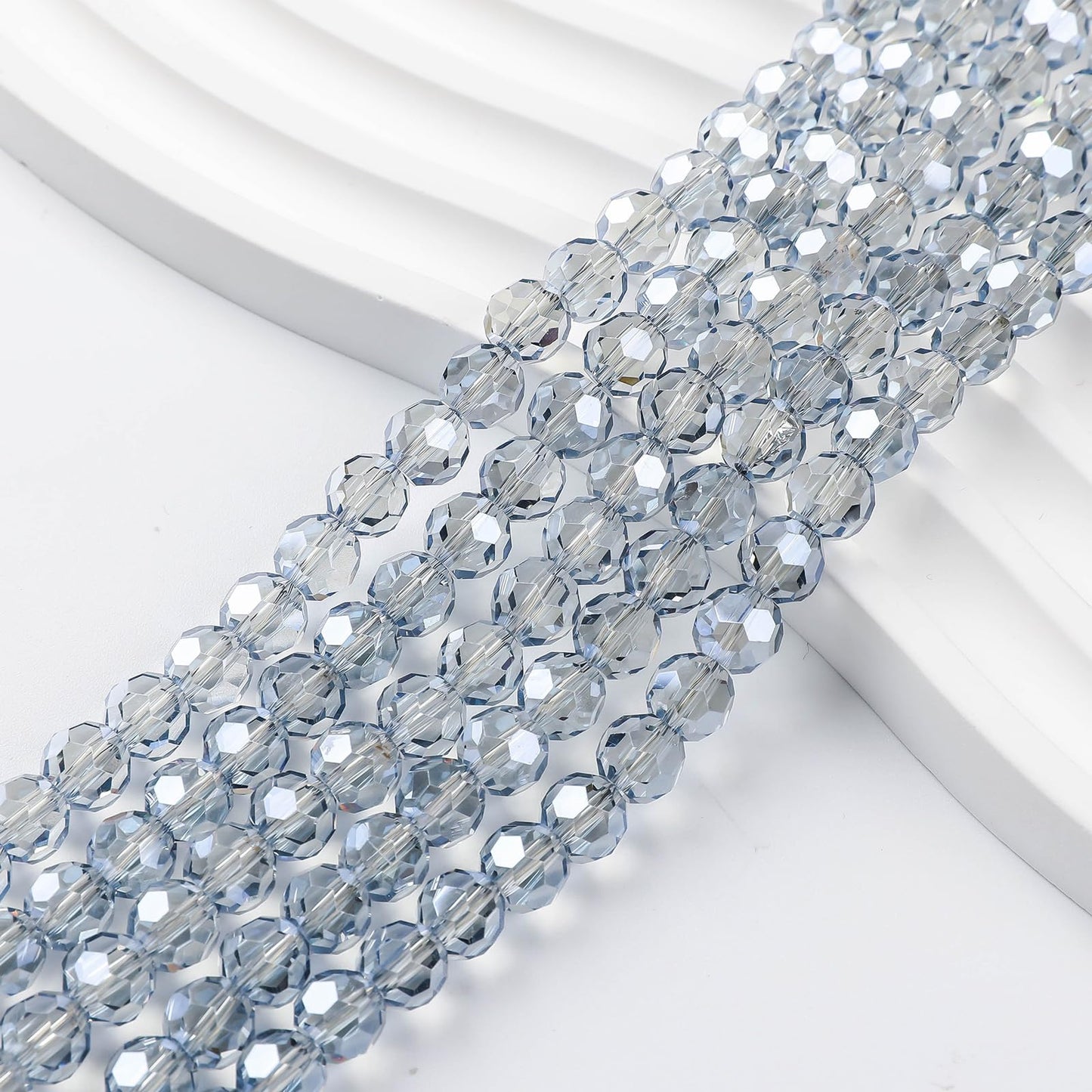 Novborcz 450PCS 6MM Light Gray Round Crystal Glass Beads for Jewelry Making