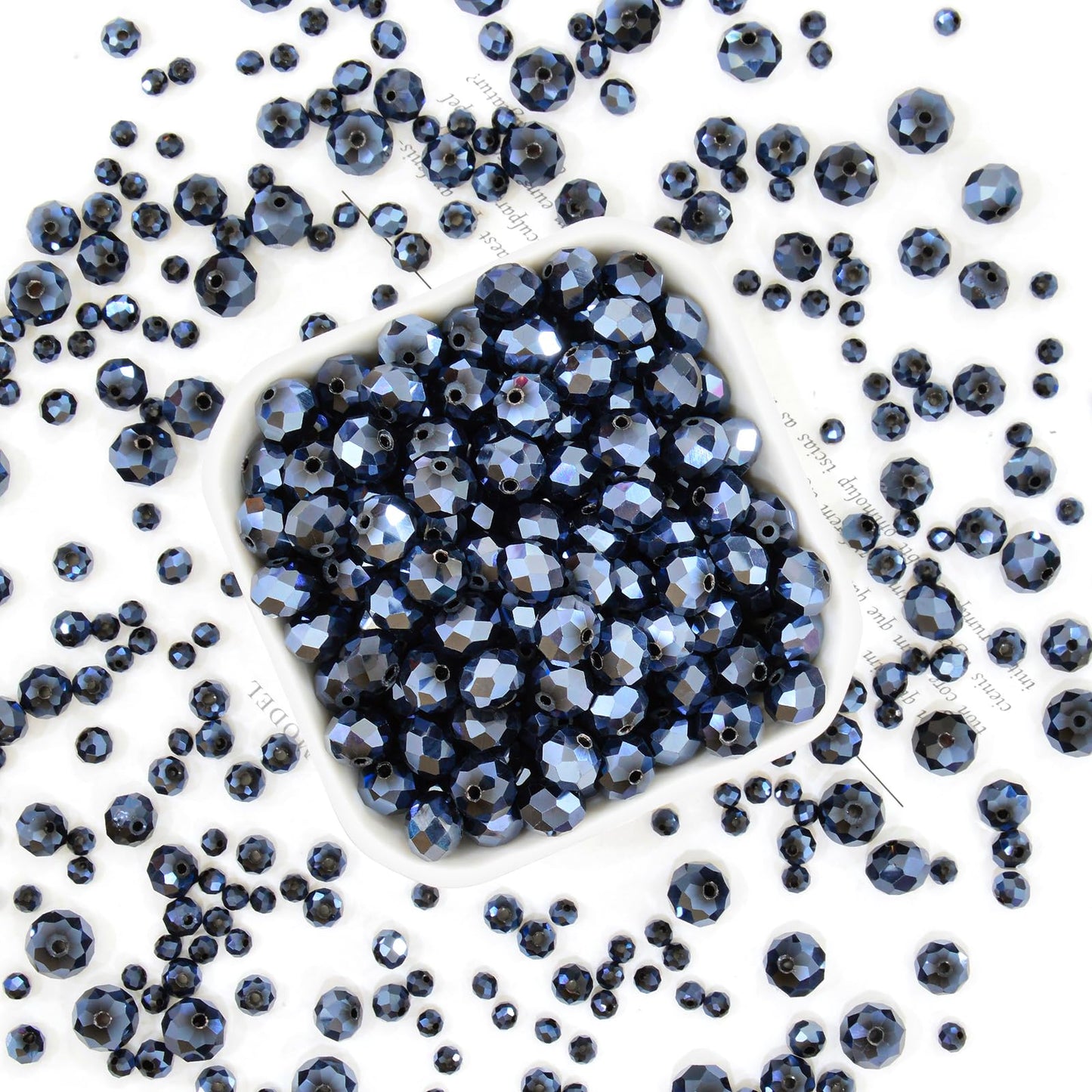 Laopottbeads 800Pcs 4/6/8/10mm Crystal Glass Beads for Jewelry Making Beads for Bracelets Necklace Pendants Making Supplies(Navy Blue)