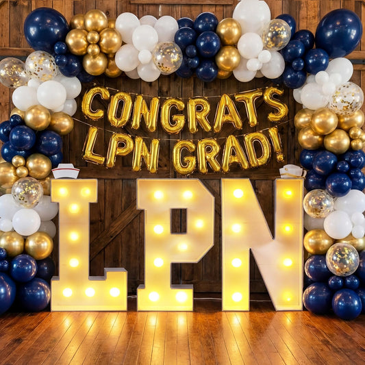 VIHOSE 3 Pcs LPN Party Decor LED Marquee Letter Lights LPN Nurse Sign Congrats Licensed Practical Nursing Grad Lights Decoration for Nursing College Graduation Party Decor Nurses Week Supplies