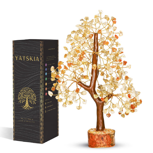 YATSKIA Citrine Crystal Tree of Life - Gemstone Tree - Citrine Crystal Stone Decor - Good Luck Gifts - Home Decor - Crystals Gifts