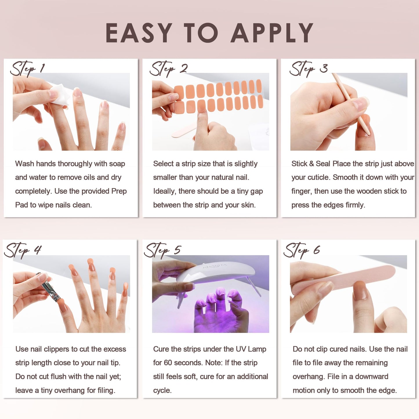 KHARITA Semi Cured Gel Nail Strips – Real Gel Nail Polish UV Wraps for Brittle Nails | Waterproof Long Lasting Easy Peel-Off Removal | Hema-Free | Ombre Brown Salon Sticker Kit with File & Stick