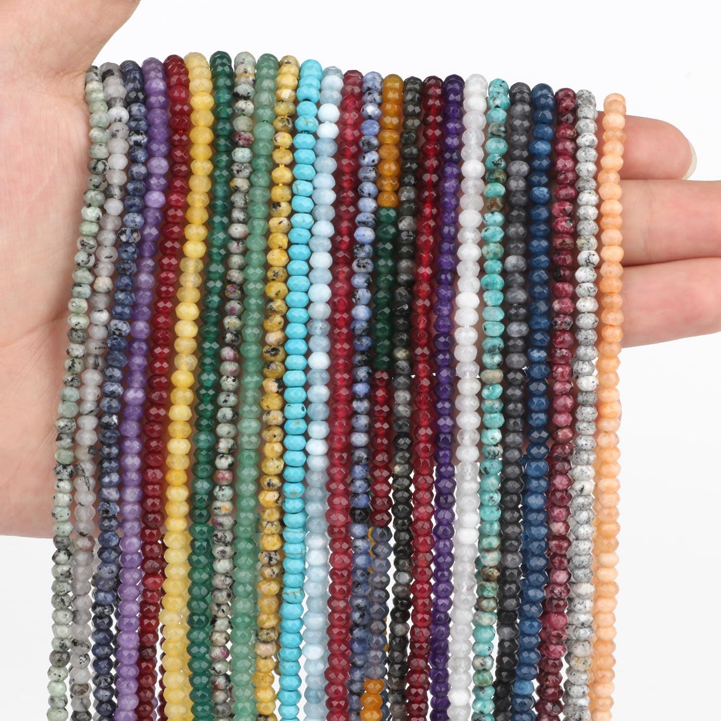 2 String 220PCS 3x5mm Natural Dark Purple Chalcedony Stone Beads for Jewelry Making, Songxi Facted Loose Gemstone Beads for DIY Bracelet Necklace Making Supplies with Energy Healing Chakra Power