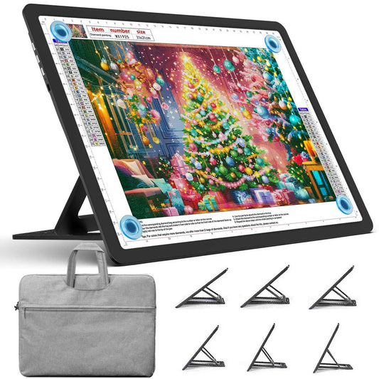 Heanolier Rechargeable A4 Light Board with Stand & Padded Case,7100Lux Bright Magnetic Light Pad with Side Buttons,Wireless Light Box for Tracing,LED Light Table for Diamond Painting,Sketching,Drawing