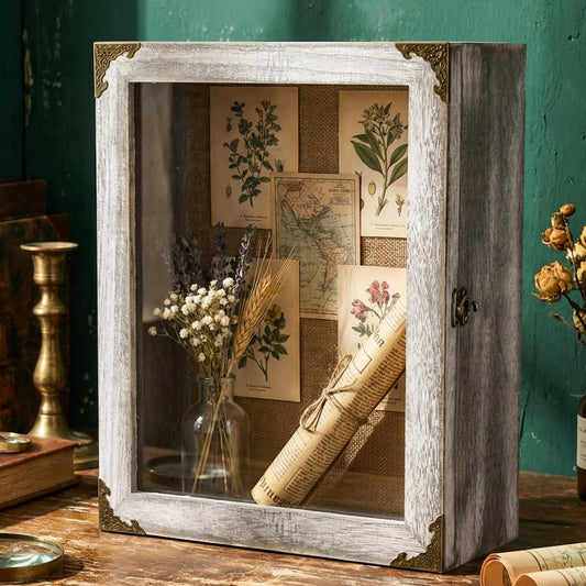 Cinnvoice 11x14 Inch Shadow Box Depth 4.7in Shadow Boxes Display Cases with Cork Board Backing Rustic Burnt Wood Box for Flowers Bouquet Wedding Picture Photo and Keepsake(Grey)