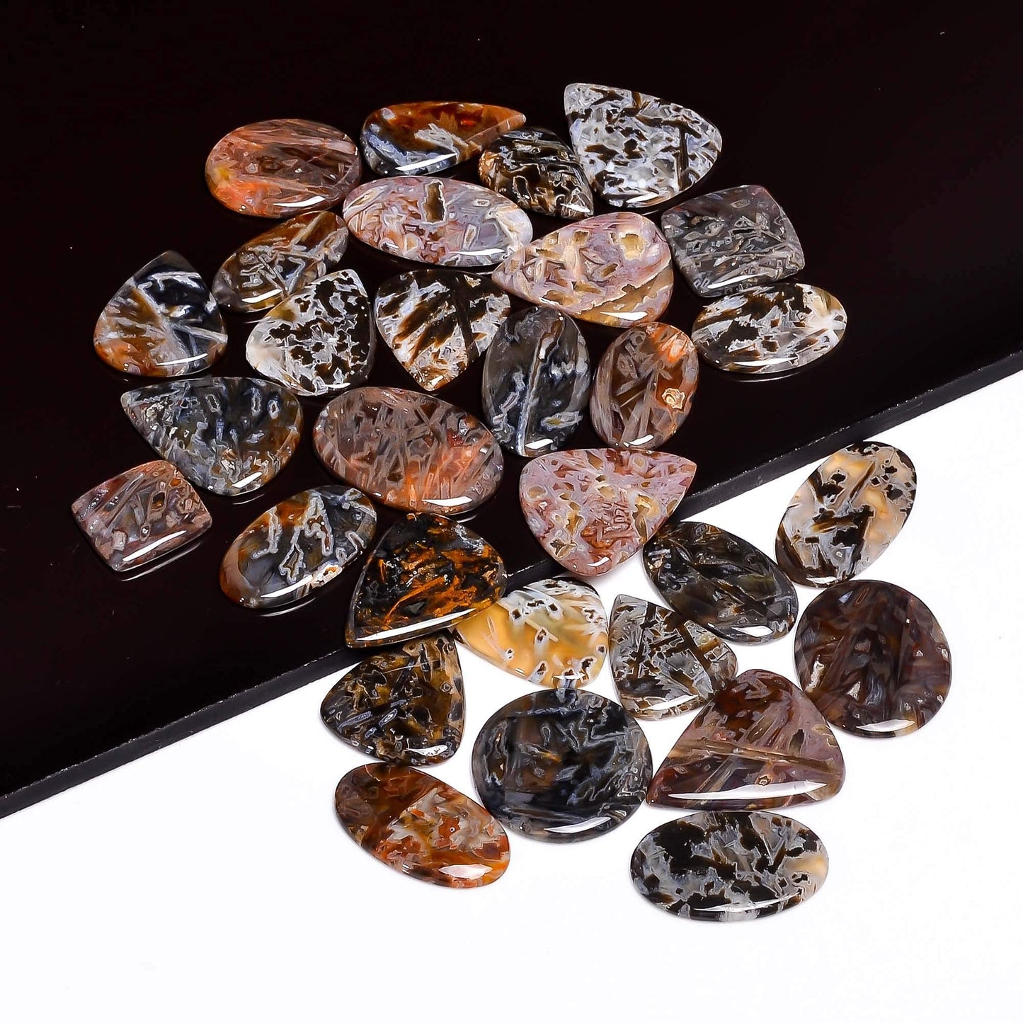 2-3pcs Natural Stick Agate OR Turkish Agate Gemstone Cabochons Wholesale Lot, Jewelry Making Loose Gemstone, Polished Minerals, DIY, Wire Wrapping, Healing Crystals, Bulk Gemstone Deal