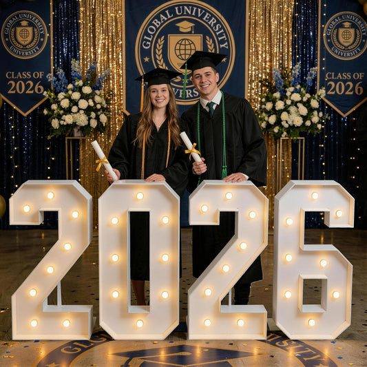 Graduation Decorations Class of 2026, 3FT Large PRE-CUT 2026 Marquee Numbers Kit for Preschool High School College Prom Party Decor