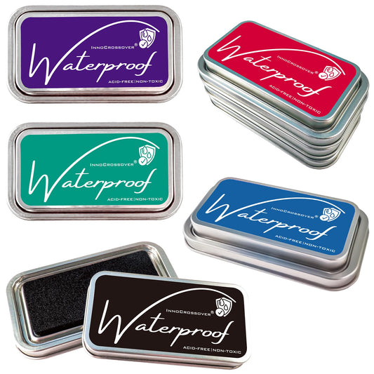 Ink Pads for Rubber Stamps, Rubber Stamps Pads- Permanent, Waterproof, Stamp Pads for Card Making, Scrapbooking Supplies, Christmas Ink Stamps, Hand Stamp Ink Pad, Non-Toxic (5 Ink Pad Bundles)