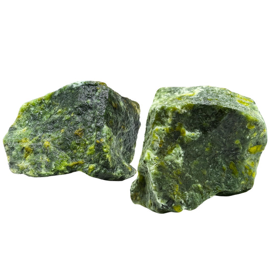 Amazing Gemstone Green Jade Raw Crystals and Healing Stones, Natural Rocks for Tumbling - DIY Raw Stones and Crystals, 2 Pieces