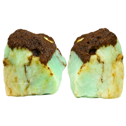 Amazing Gemstone Chrysoprase Raw Crystals and Healing Stones, Natural Rocks for Tumbling - DIY Raw Stones and Crystals, 2 Pieces