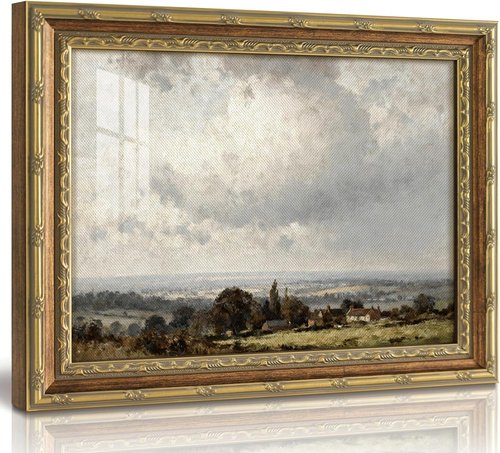 InSimSea Vintage Gold Framed Wall Art - Blue Sky Cloud Landscape Canvas Painting | Farmhouse Decor for Living Room, Bedroom, Kitchen