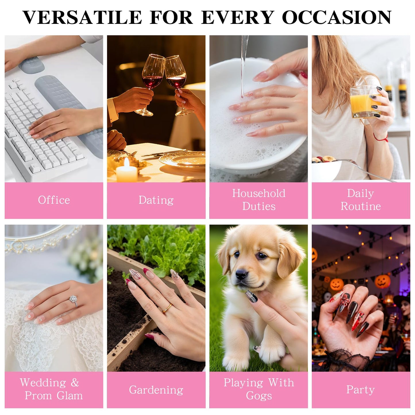 Yacey 3D Tropical Floral Handmade Press on Nails, Medium Almond Reusable False Nails Press Ons, Colorful Luxury Thick Acrylic Fake Nails, Bling Glue on Nails for Women Girls (10 Pcs, M)