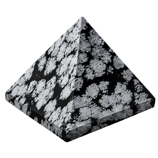 Amazing Gemstone Snowflake Obsidian Pyramid Crystal Healing Stones - 2" Great Pyramid Figurine of Natural Stone Pyramid for Meditation, Reiki, Chakra Balancing and Crystal Pyramids Grid