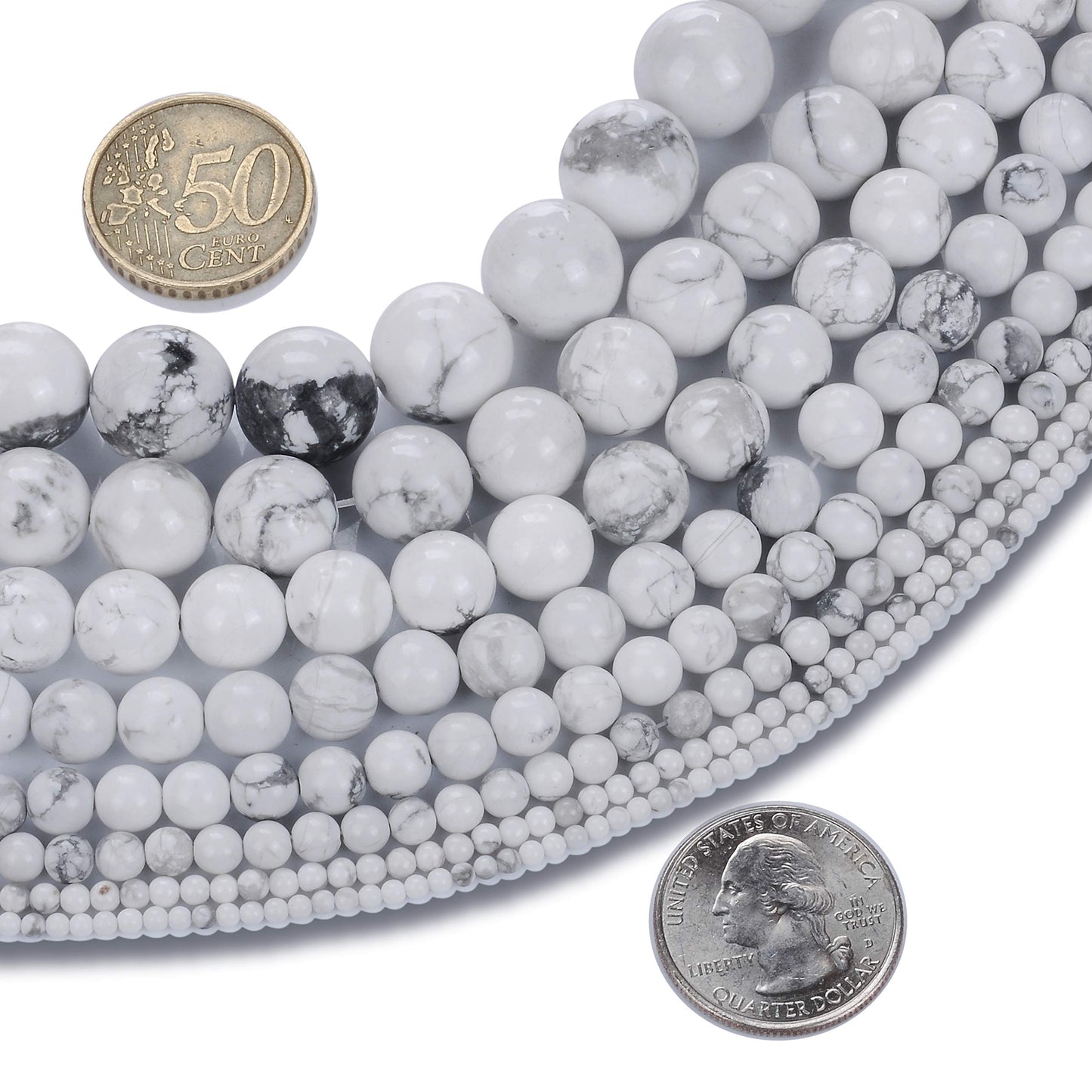 Natural Stone Beads 3mm White Howlite Gemstone Round Loose Beads Crystal Energy Stone Healing Power for Jewelry Making DIY,1 Strand 15"