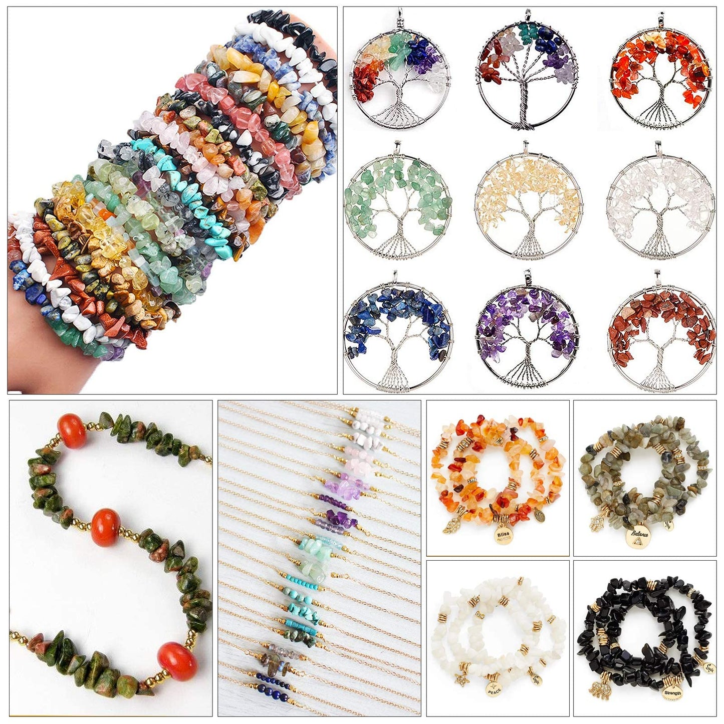 500 pcs Natural Chip Stone Beads, Rutile 5-8 mm Irregular Gemstones Healing Crystal Loose Bead for Jewelry Making Bracelet Crafting